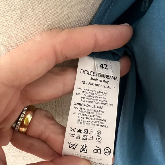 Dolce & Gabbana blue floral lace dress jacket set size 42 - Picture 9 of 13